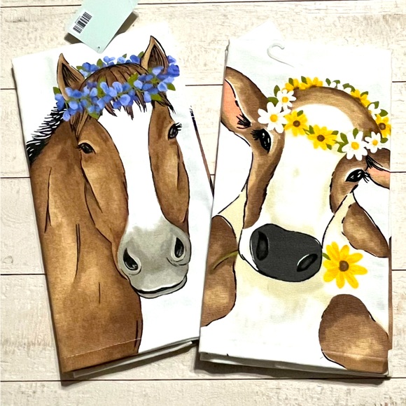 Kitchen Beautiful Farm Animal Kitchen Towels Horse And Cow Towels
